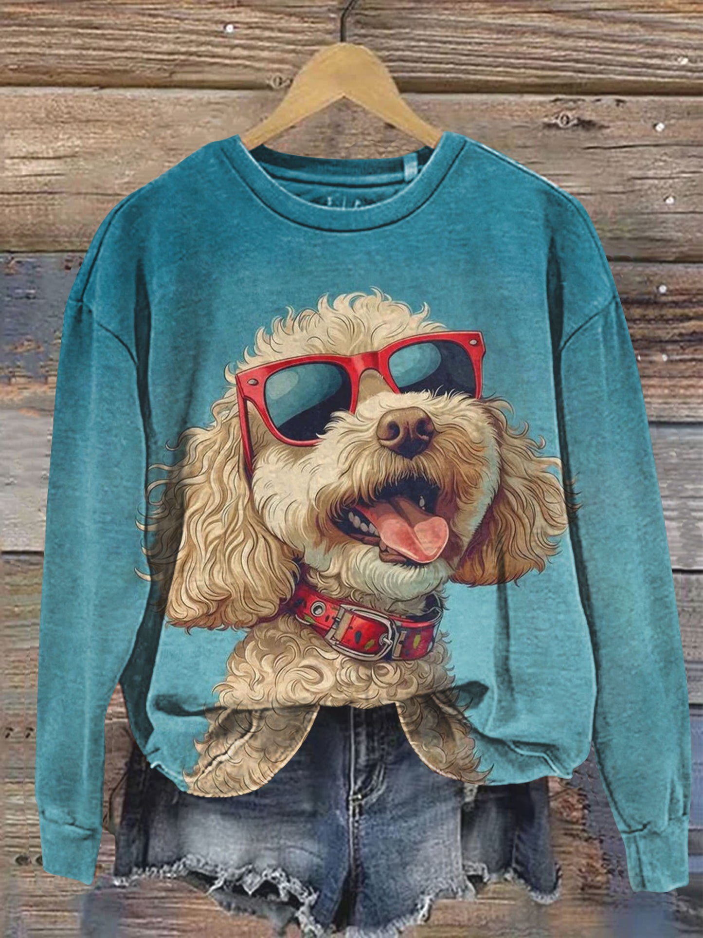 Teddy Dog Art Print Casual  Sweatshirt