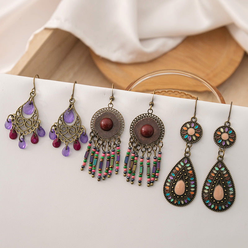 Western Style Bohemian Tassel Vintage Earrings Set