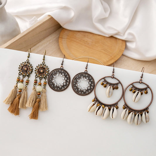 Western Style Bohemian Tassel Vintage Earrings Set