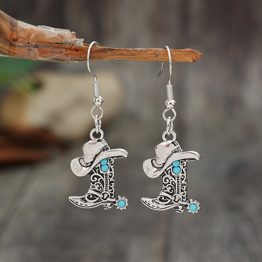 Western Boots Turquoise Earrings