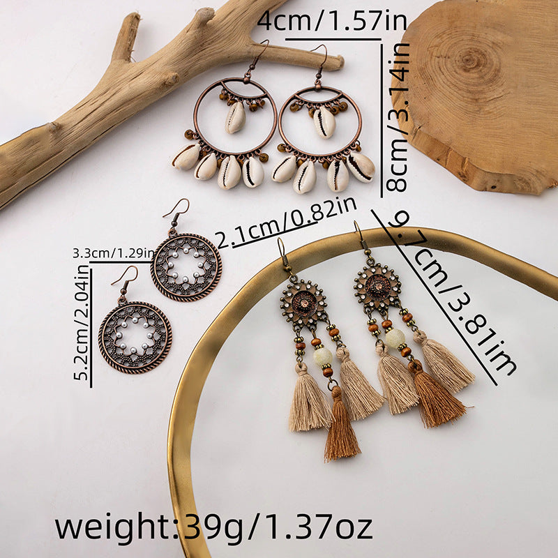 Western Style Bohemian Tassel Vintage Earrings Set