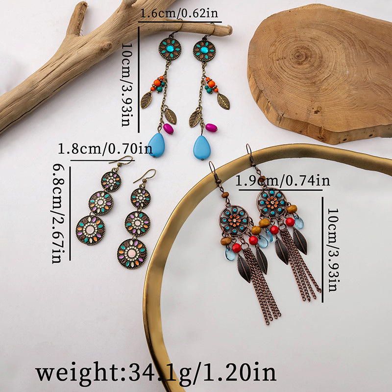 Western Style Bohemian Tassel Vintage Earrings Set