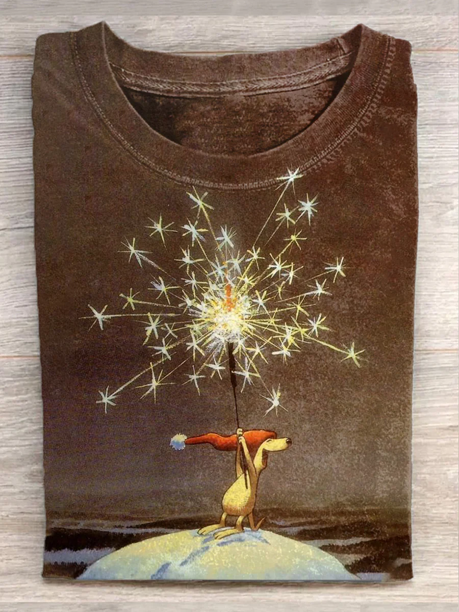 Firework Printed Crew Neck T-shirt