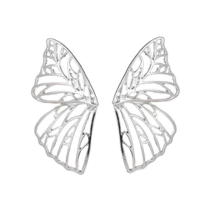 Hollow butterfly wings alloy earrings