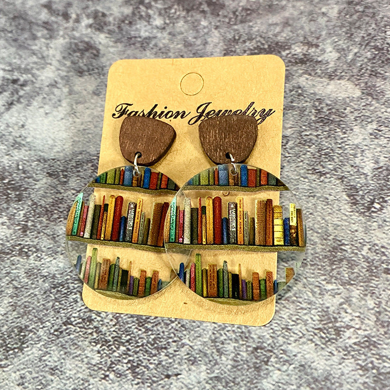 Acrylic Water Drop Mosaic Bookshelf Earrings