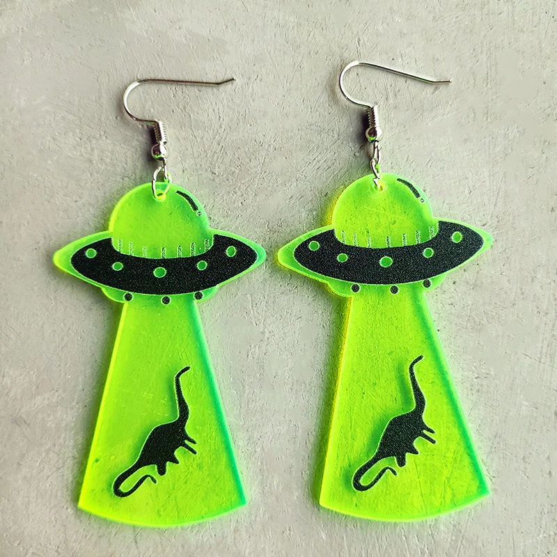 Scary Halloween Skull Alien UFO Earrings