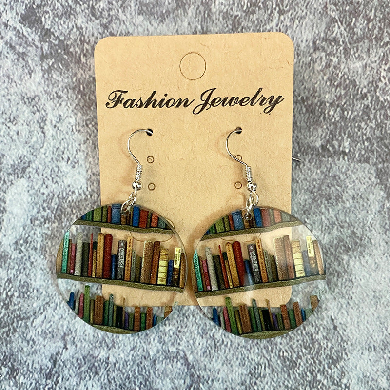 Acrylic Water Drop Mosaic Bookshelf Earrings