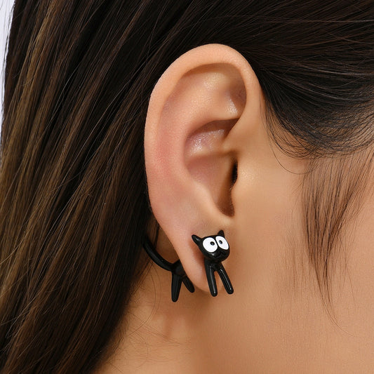 Cute Black Cat Simple Earrings