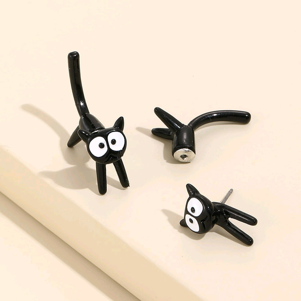 Cute Black Cat Simple Earrings