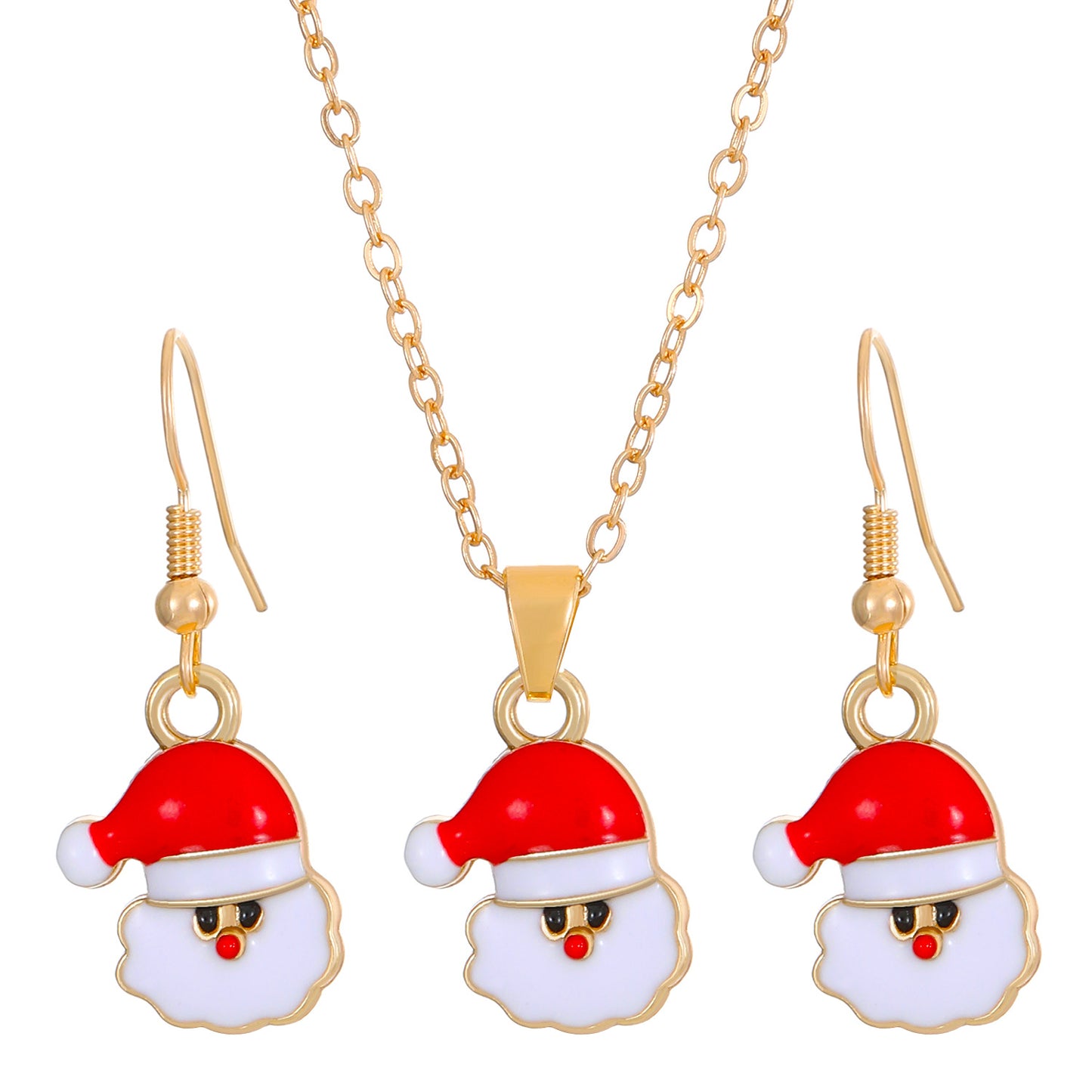 Christmas Snowman Snowflake Bell Necklace Earrings Set