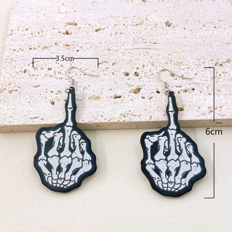 Fashion Personality Skull Finger Halloween Earrings