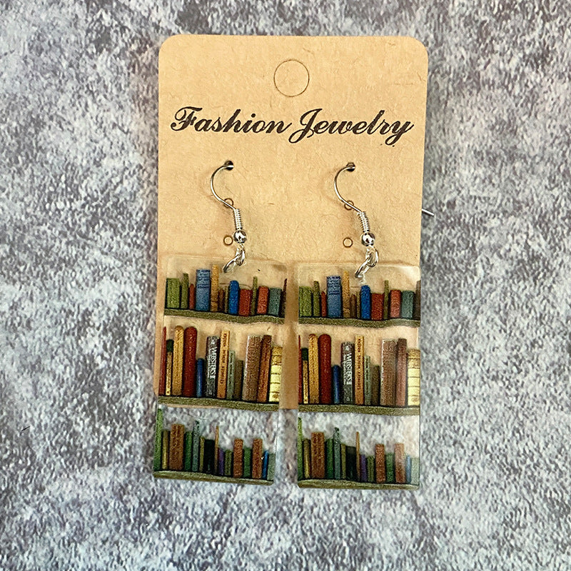 Acrylic Water Drop Mosaic Bookshelf Earrings