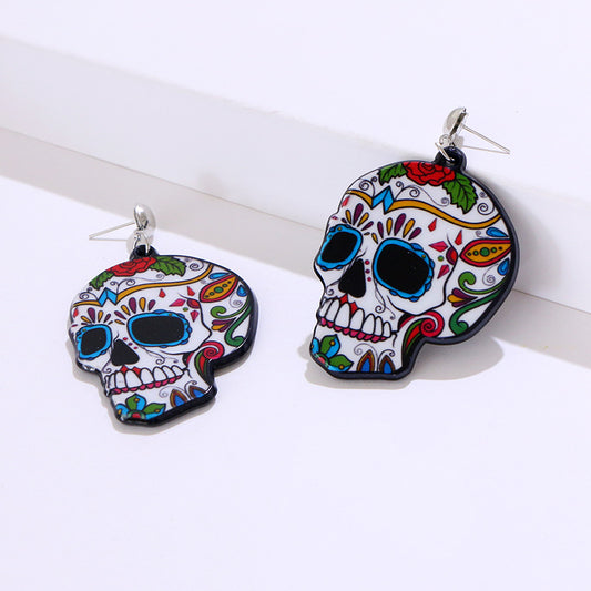 Skull Halloween Acrylic Fashion Earrings