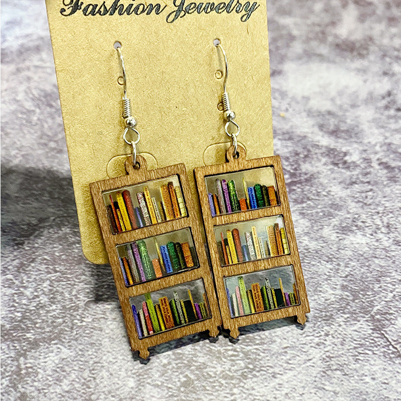 Acrylic Water Drop Mosaic Bookshelf Earrings