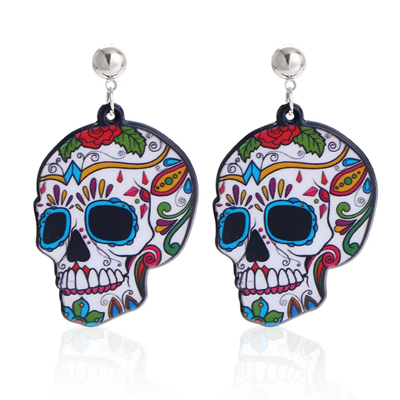 Skull Halloween Acrylic Fashion Earrings