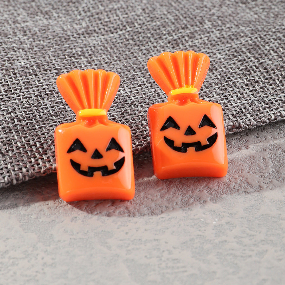 Plastic Grimace Pumpkin Grim Reaper Halloween Earrings