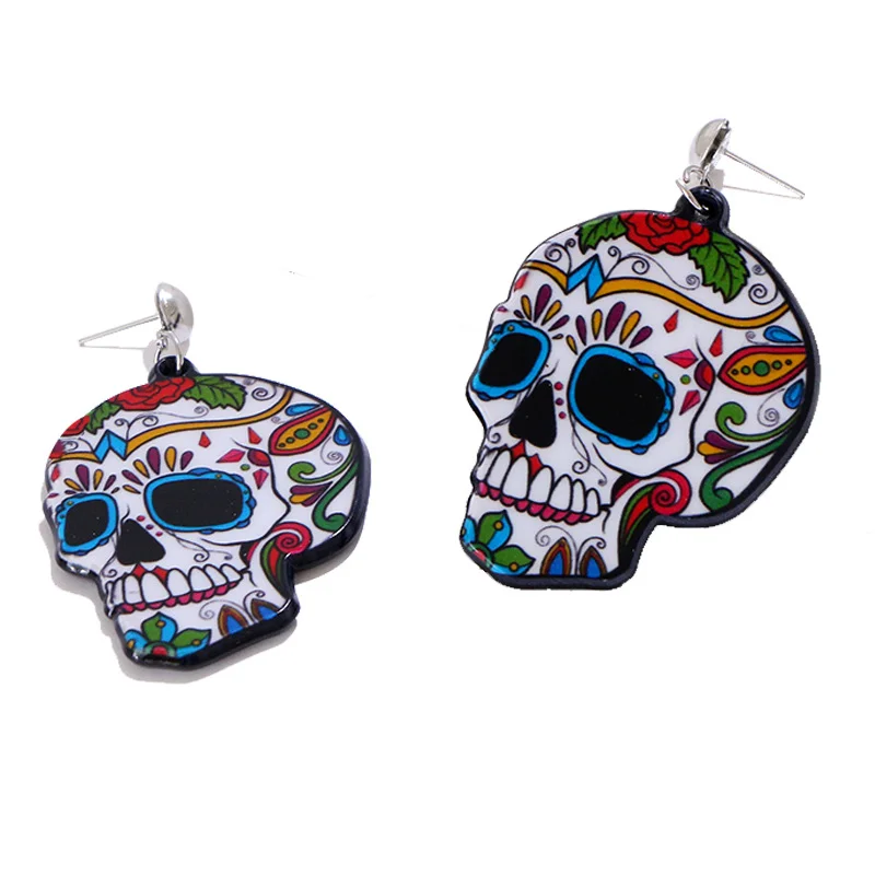 Skull Halloween Acrylic Fashion Earrings