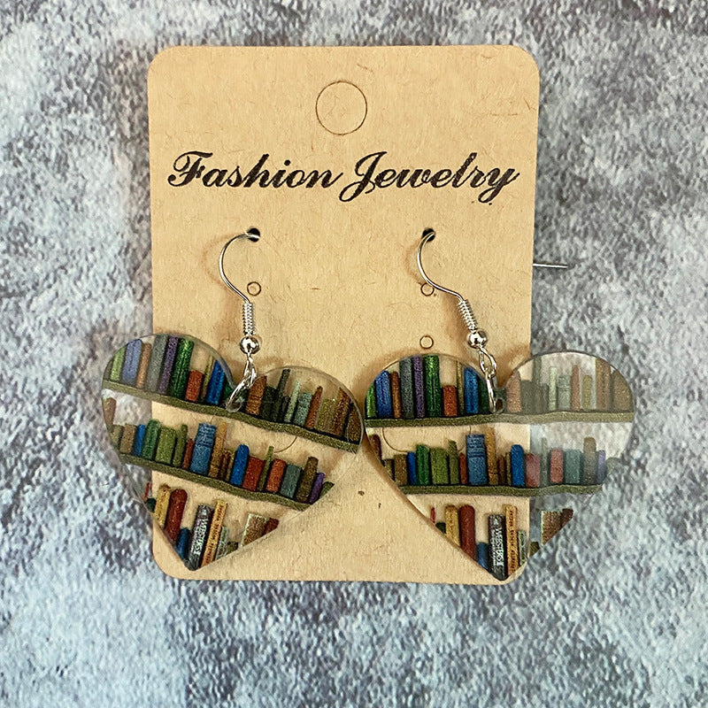 Acrylic Water Drop Mosaic Bookshelf Earrings