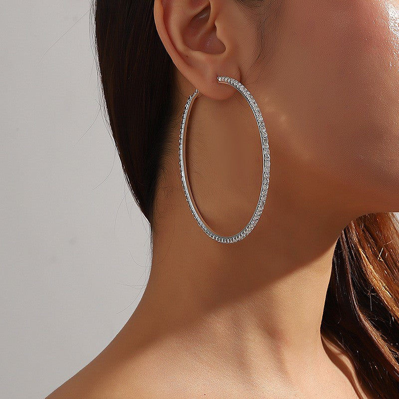 Rhinestone Geometric Circle Earrings