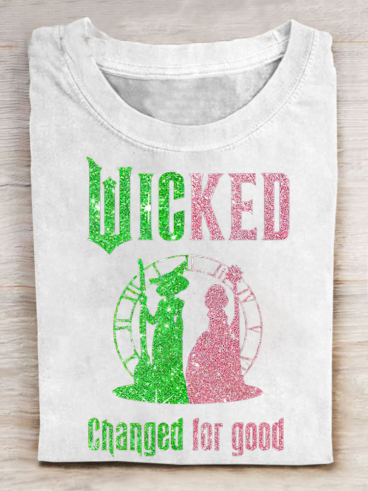 Wicked Changed For Good Printed Crew Neck Women's T-shirt