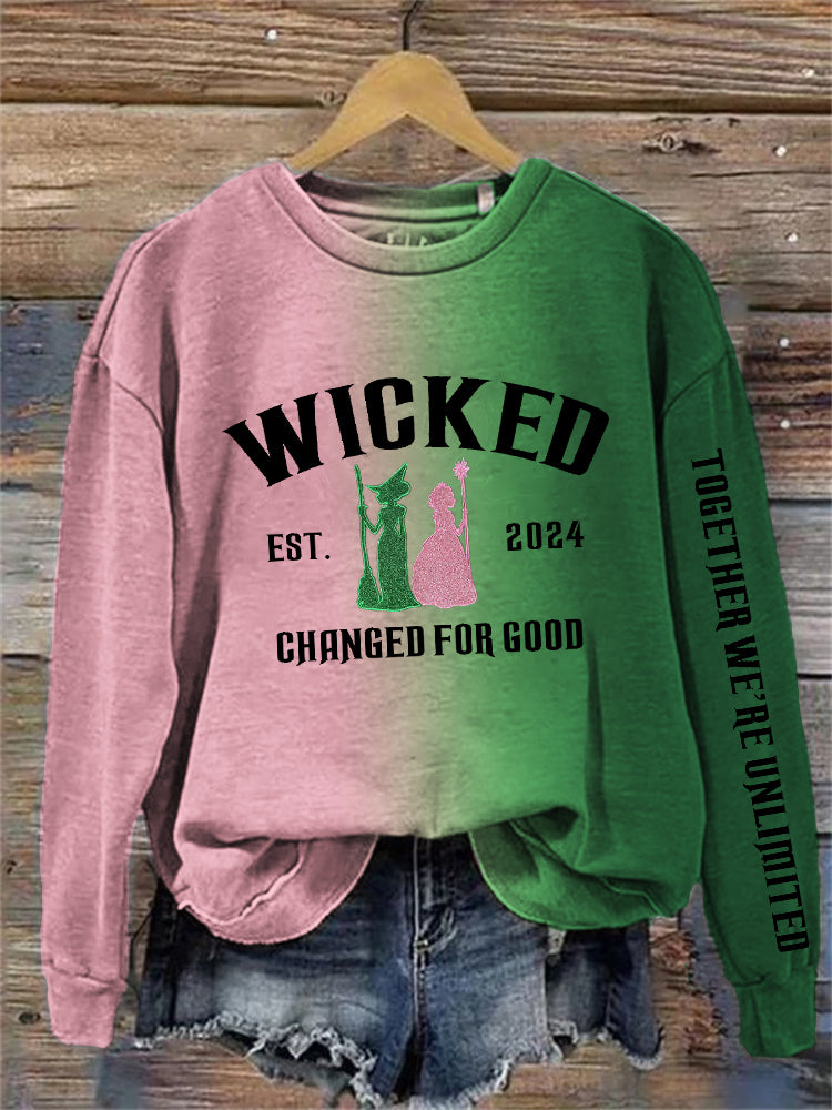 Movie Inspired Witch & Princess Contrast Gradient Sweatshirt