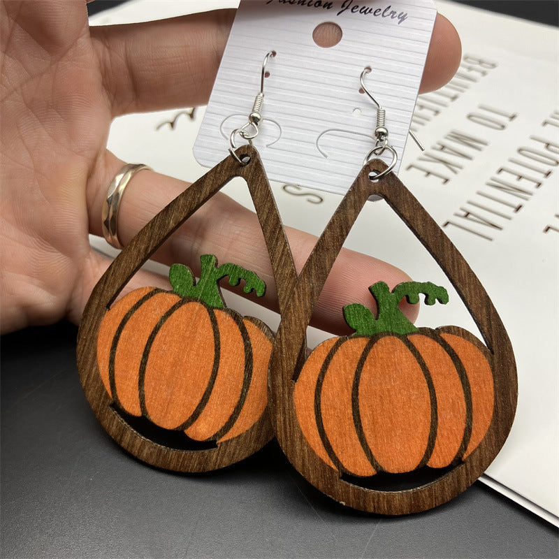 Long Earrings With Wood Earrings Reversible Halloween Earrings