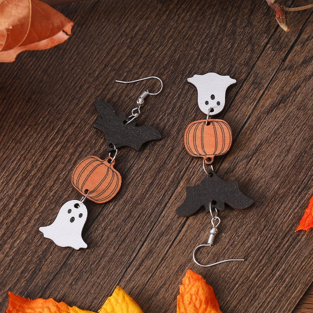 Halloween Spooky Pumpkin Bat Earrings