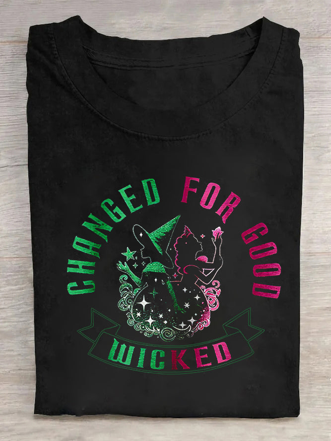 Changed For Good Wicked Printed Crew Neck Women's T-shirt