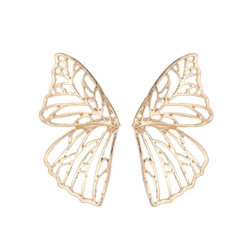 Hollow butterfly wings alloy earrings