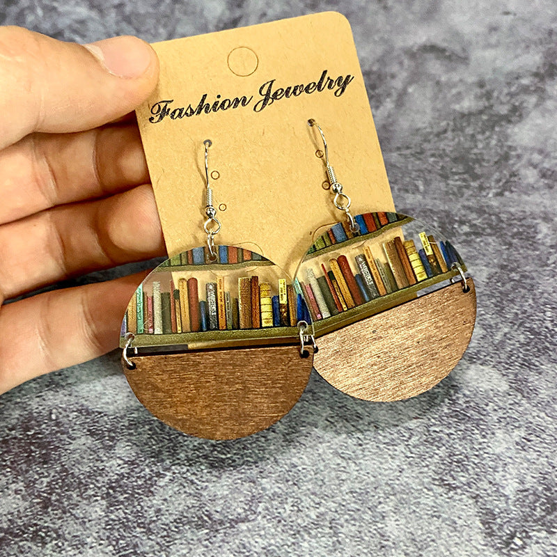 Acrylic Water Drop Mosaic Bookshelf Earrings