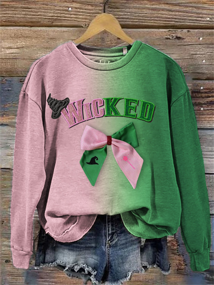 Movie Glitter Bow Knot Gradient Sweatshirt