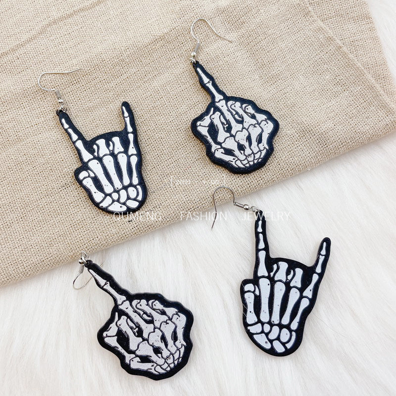 Fashion Personality Skull Finger Halloween Earrings