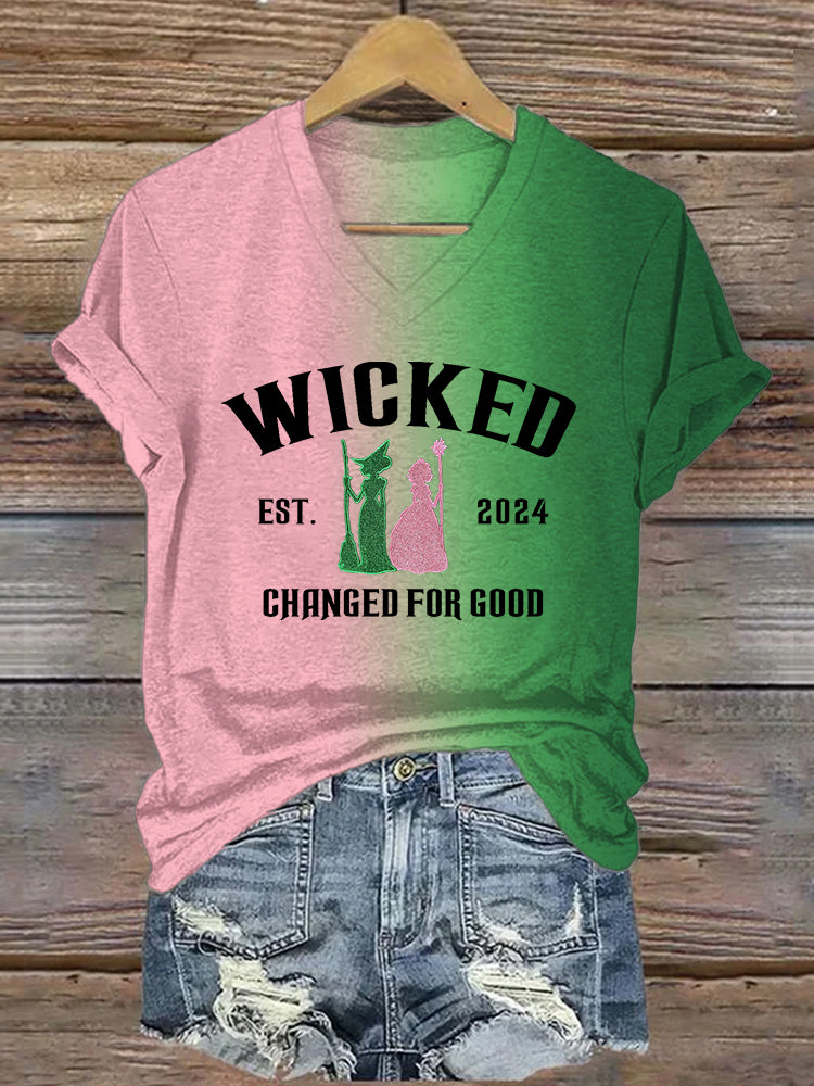 Movie Inspired Witch & Princess Contrast Gradient T Shirt