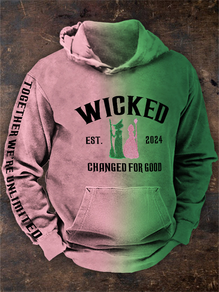 Men's Movie Inspired Witch & Princess Contrast Gradient Hoodie