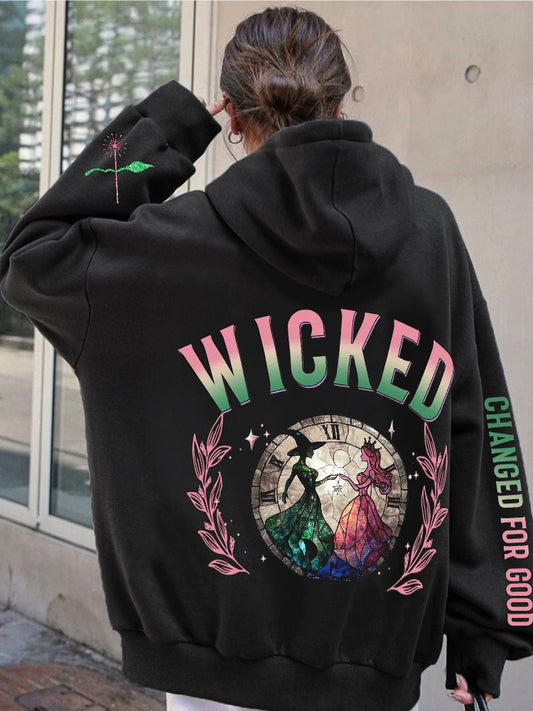 Movie Inspired Pink & Green Gradient Graphic Oversize Hoodie