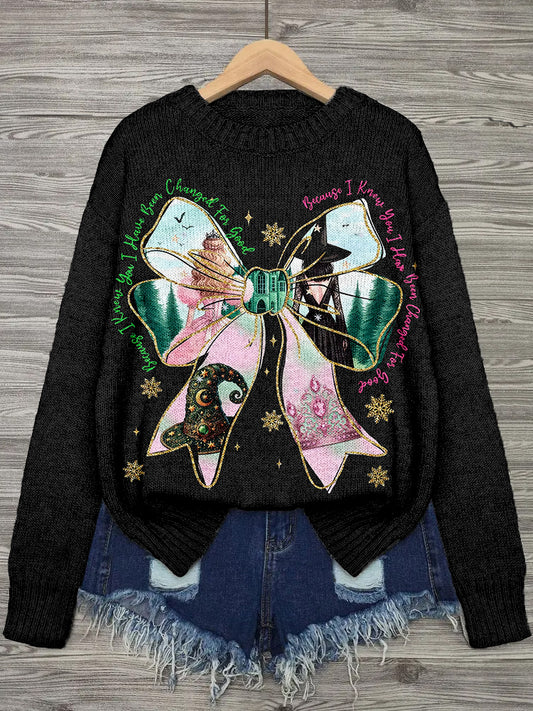 Coquette Witch Pink And Green Pattern Cozy Sweater