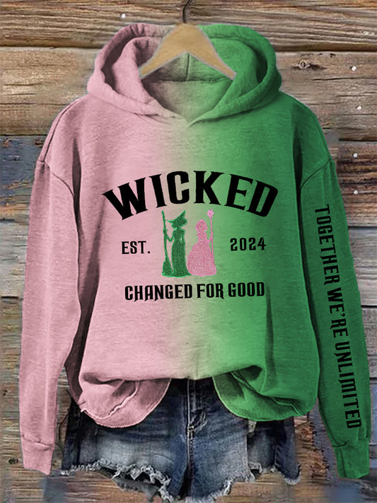 Movie Inspired Witch & Princess Contrast Gradient Hoodie