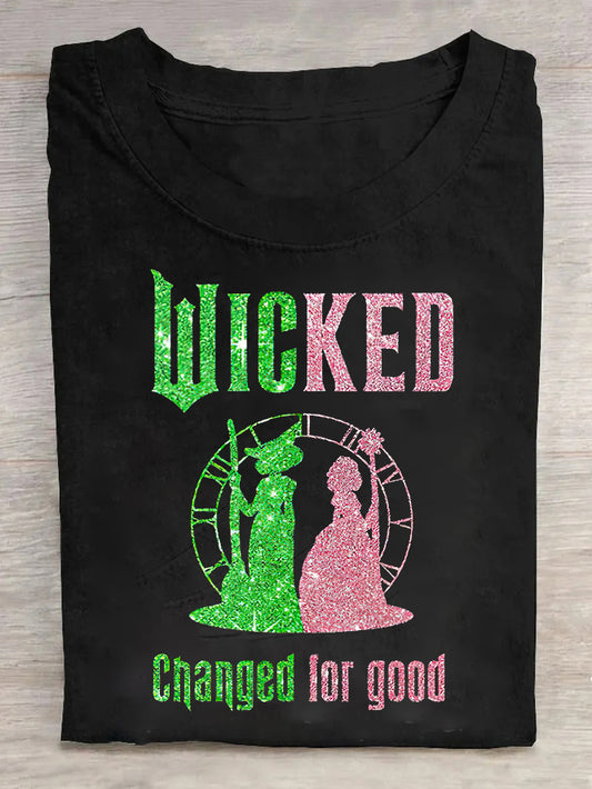 Wicked Changed For Good Printed Crew Neck Women's T-shirt