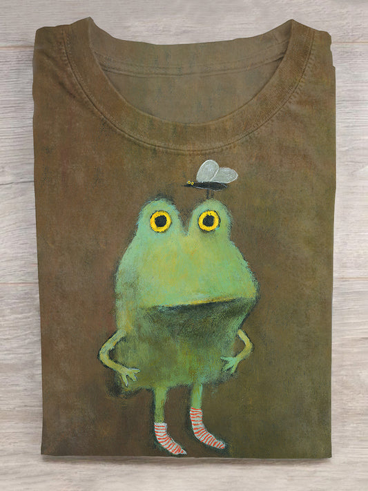 Green Frog Printed Crew Neck T-shirt