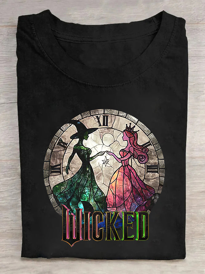 Witch Movie Inspired Glitter  Printed Crew Neck Women's T-shirt