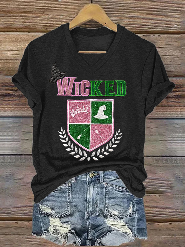 Witch Movie Inspired Glitter V Neck T Shirt