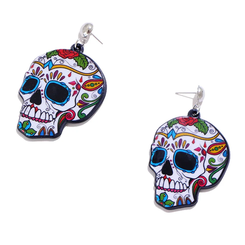 Skull Halloween Acrylic Fashion Earrings