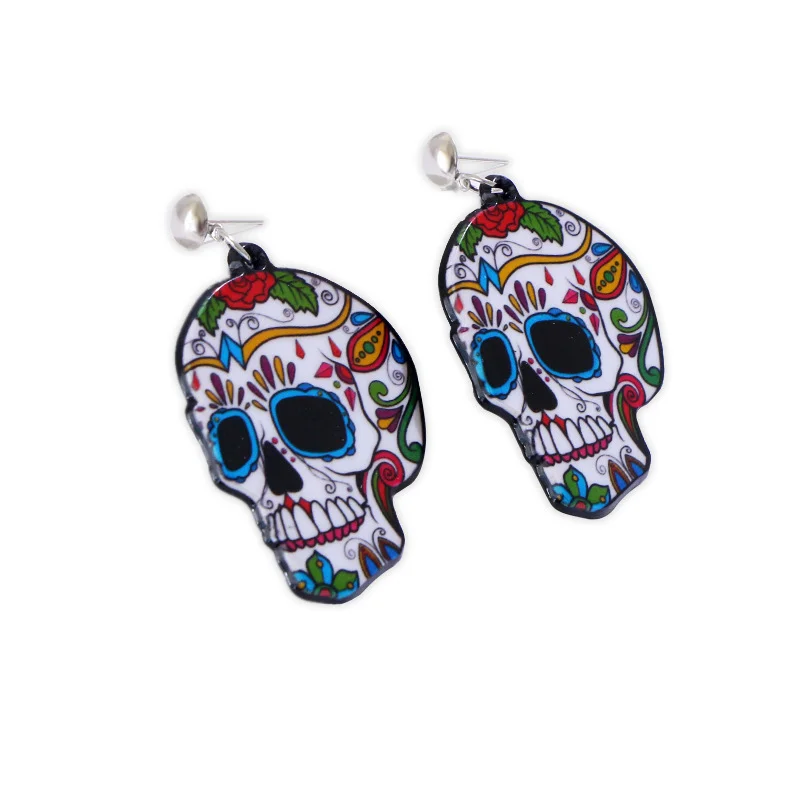 Skull Halloween Acrylic Fashion Earrings