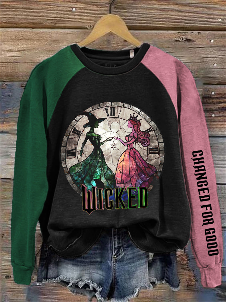 Movie Inspired Pink & Green Contrast Raglan Sweatshirt