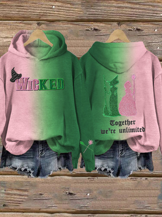 Movie Inspired Glitter Contrast Gradient Hoodie