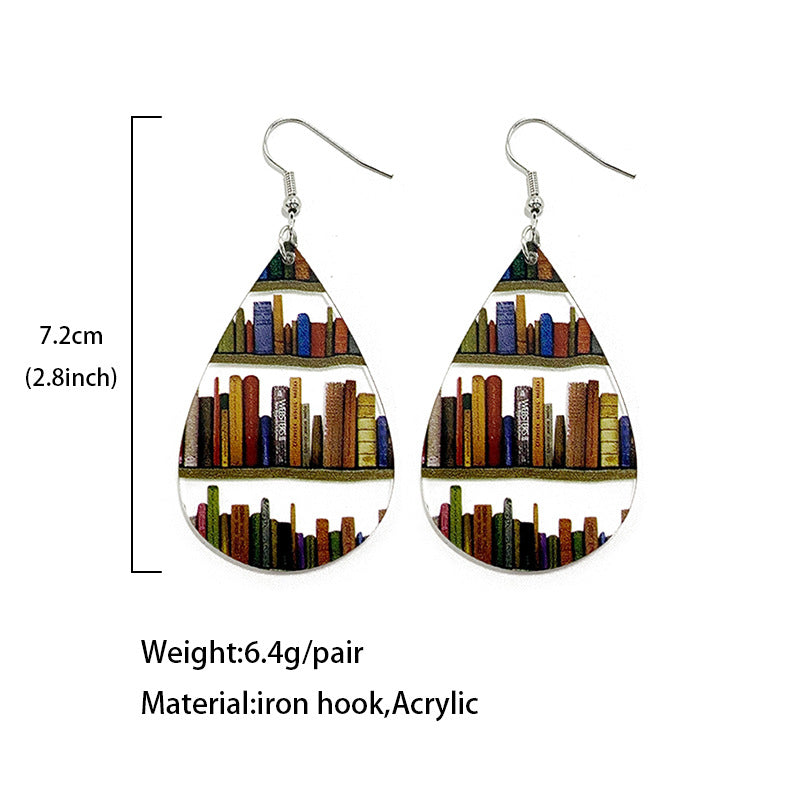 Acrylic Water Drop Mosaic Bookshelf Earrings