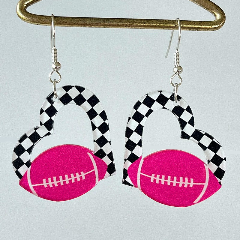 Pink Santa Christmas Tree Football Earring