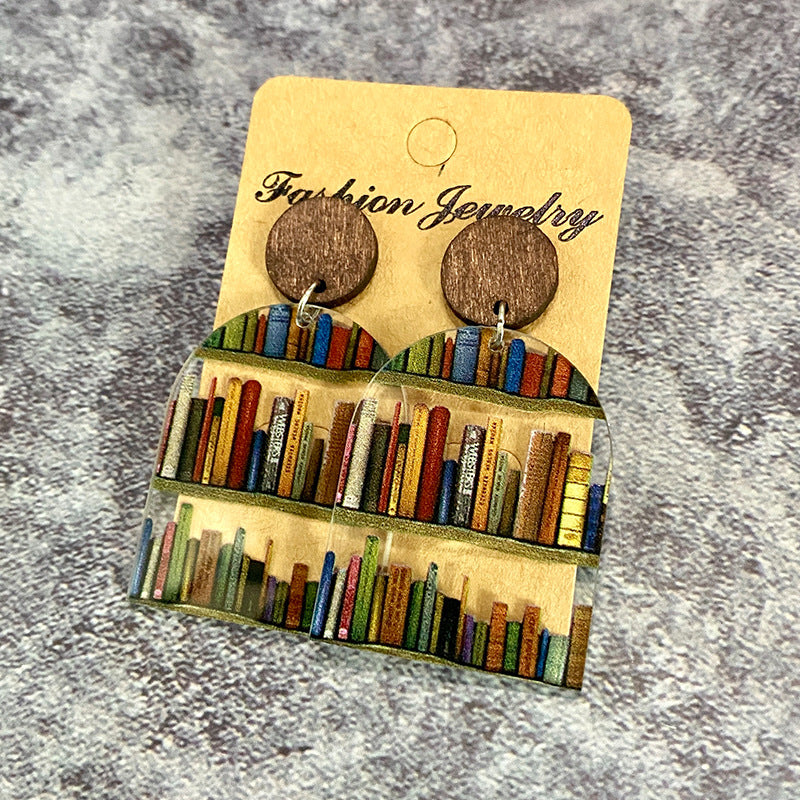 Acrylic Water Drop Mosaic Bookshelf Earrings